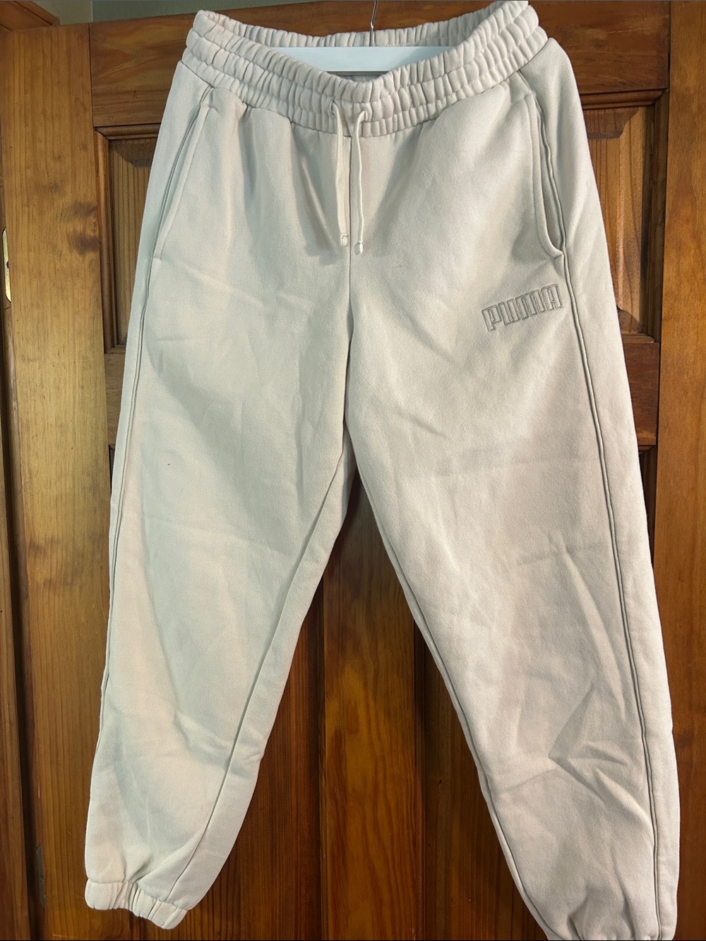 Puma Cream Drawstring Fleece Joggers